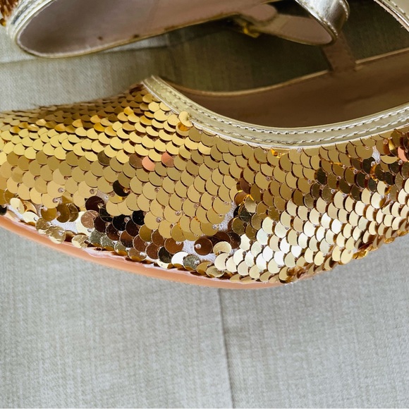 Girl’s gold Sequins dress shoes, SZ 4 - Picture 5 of 13